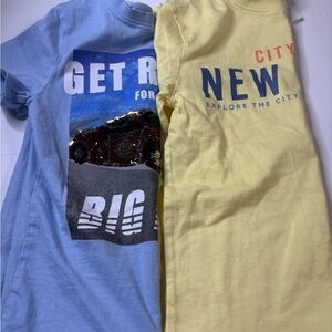 H&M Boys Tees - Blue Car and Yellow City Print 6-8Y